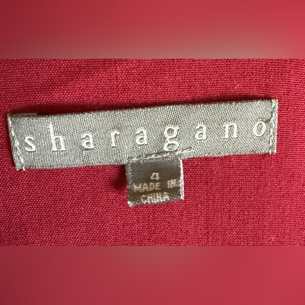Sharagano Red wrap shirt dress belted gold tone buttons, buckle pockets 4 EUC - Picture 9 of 9